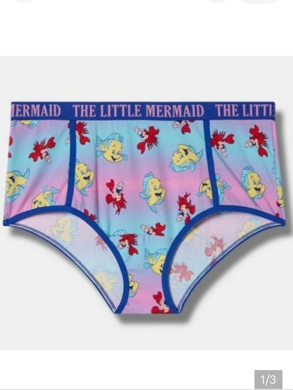 🆕️🐠🦀DISNEY LIL MERMAID FLOUNDER & SEBASTIAN COTTON MID RISE BRIEF PANT